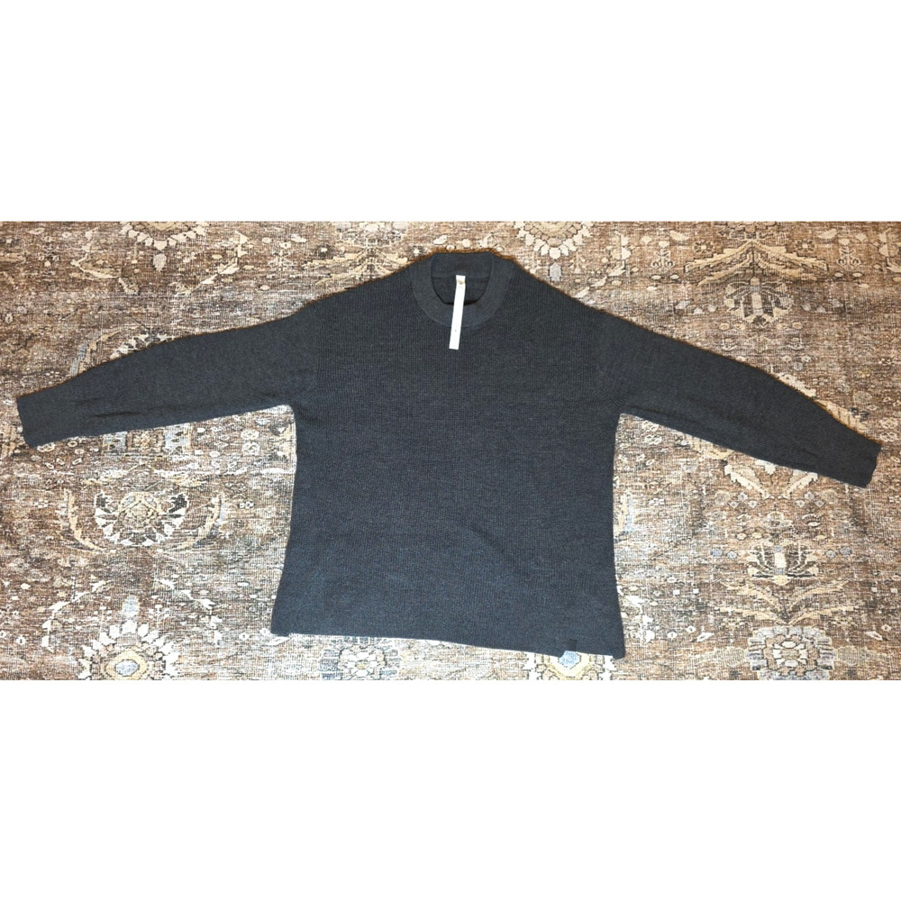Lululemon Merino Wool Sweater Womens 10 Gray Ribbed Crewneck Pullover Cozy